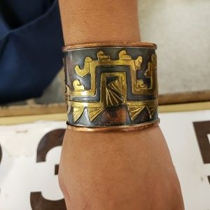 Vintage Mexican solid copper  cuff braclet